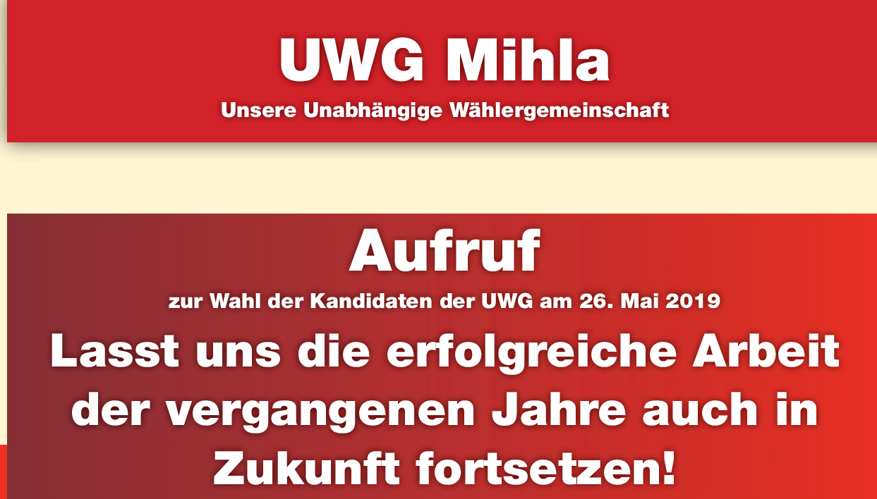 Wahlprogramm Zusammenfassung UWG Amt Creuzburg